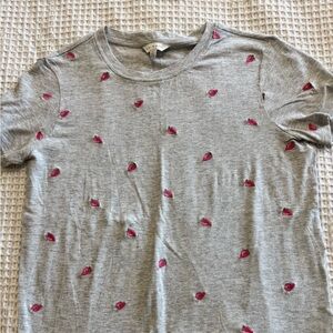 Lucky Brand Gray and Red Short Sleeve Tee